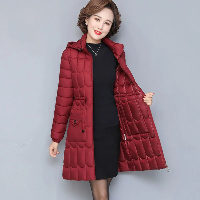 

New Down Cotton Coat Women's Long Quilted Jacket Autumn Winter Warm Outerwear Female Casual Detachable Hooded Parka Overcoat 6XL