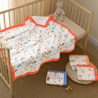 Baby Blanket Cotton 6 Layers Thicken Soft Newborn Muslin Swaddle Blankets Summer Cartoon High-density Breathable infant Blanket 2