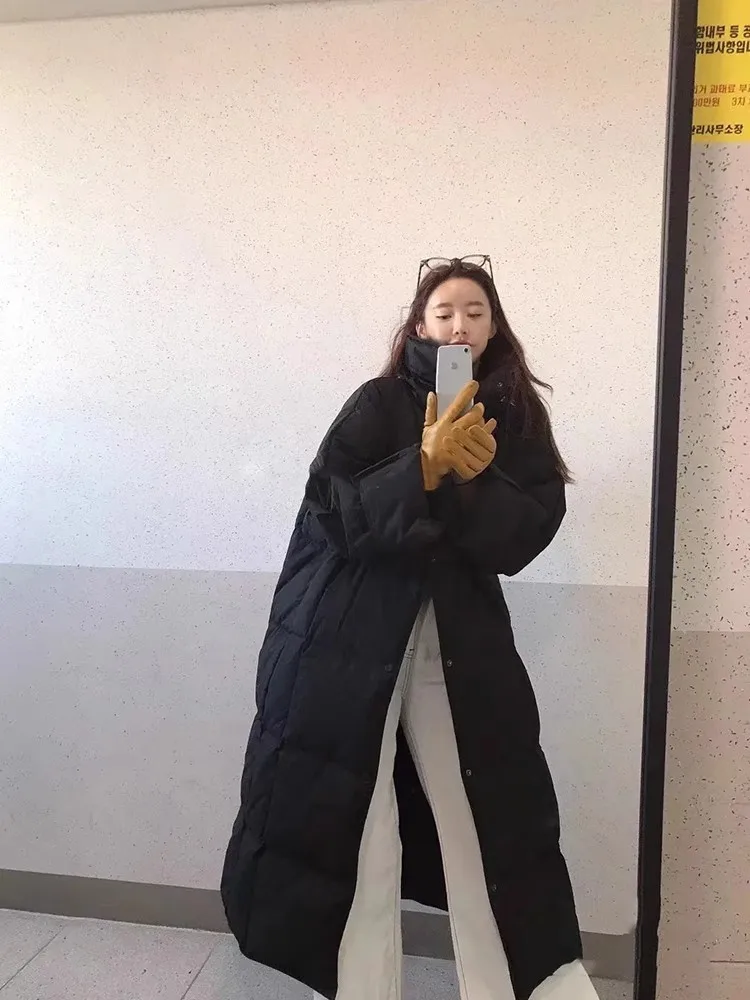 Overknee Long down Jacket Women's Mid-Length White Duck down Thickened Winter