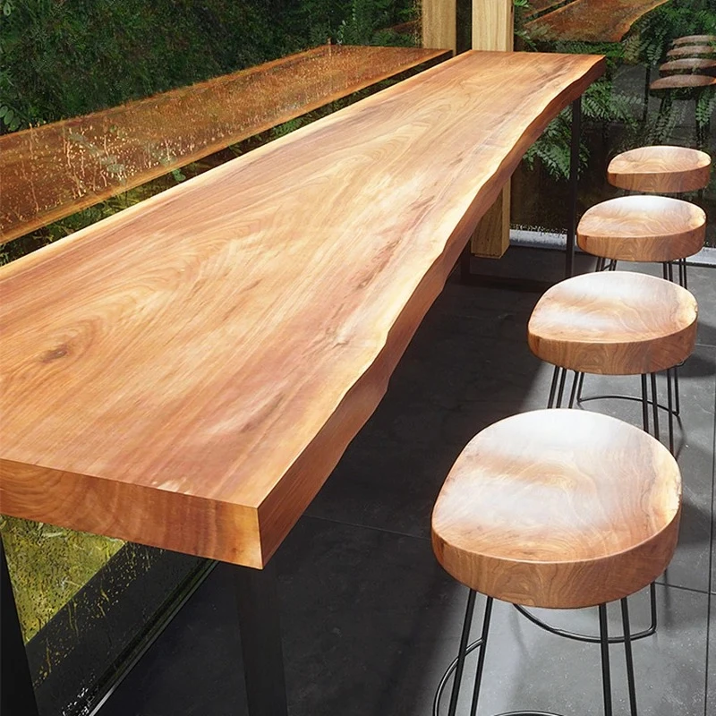 Nordic Originality Bar Table Solid Wood Designers Balcony Wall Advanced Bar Table Saloon Coffee Tavern Furniture Mesa Alta image 3