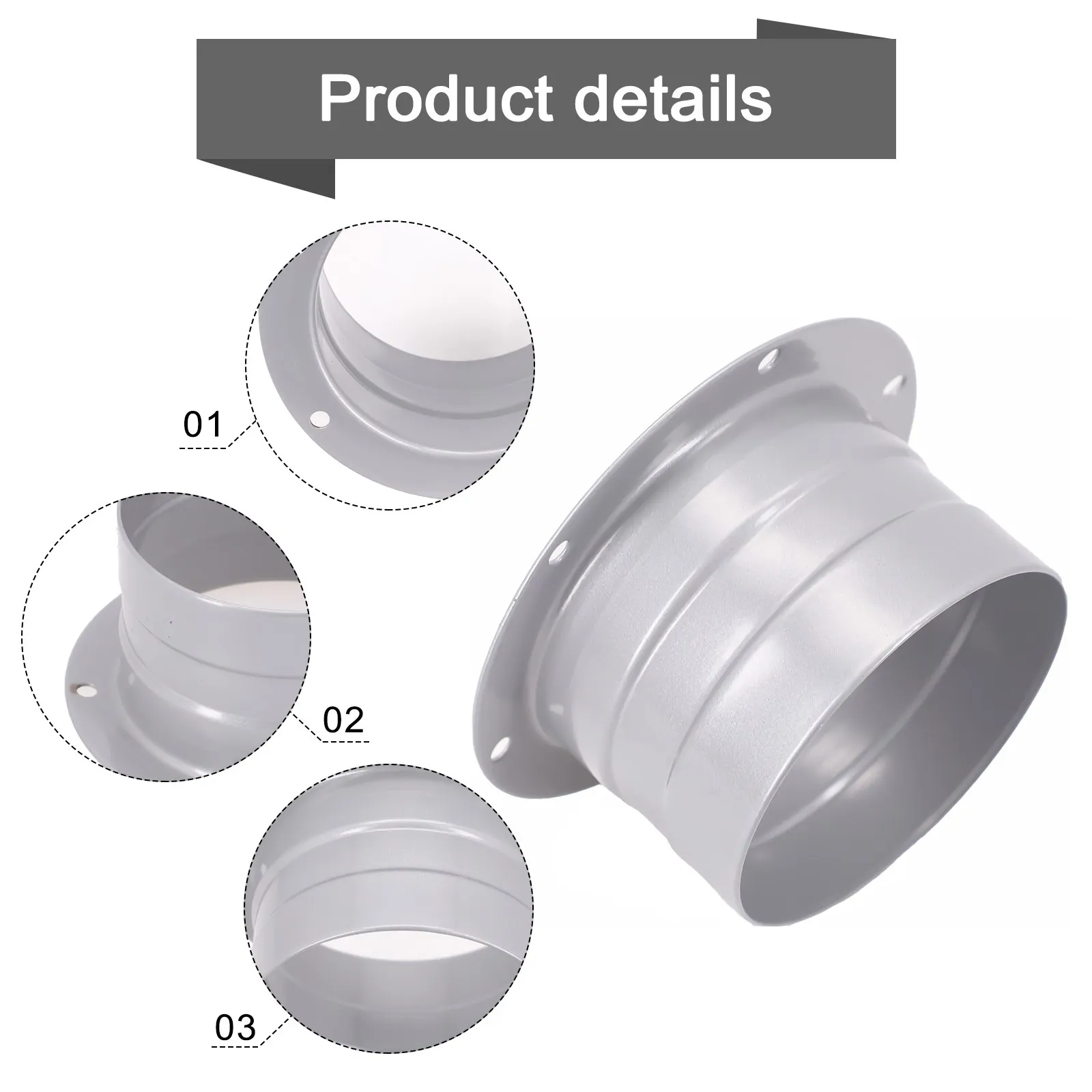 1pc 75-250mm Metal Pipe Flange Air Ventilation Hose Connector Kitchen Bathroom Exhaust Duct Fresh Air System Vent Hardware Flange Connector Duct Pipe Connector