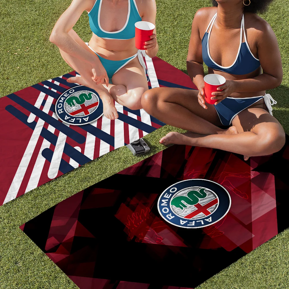 Fashion Alfa R-Romeo LOGO Microfiber Blanket Quick Drying Beach Towels Oversized Printing Super Absorbent Pool Towel Blanket 6