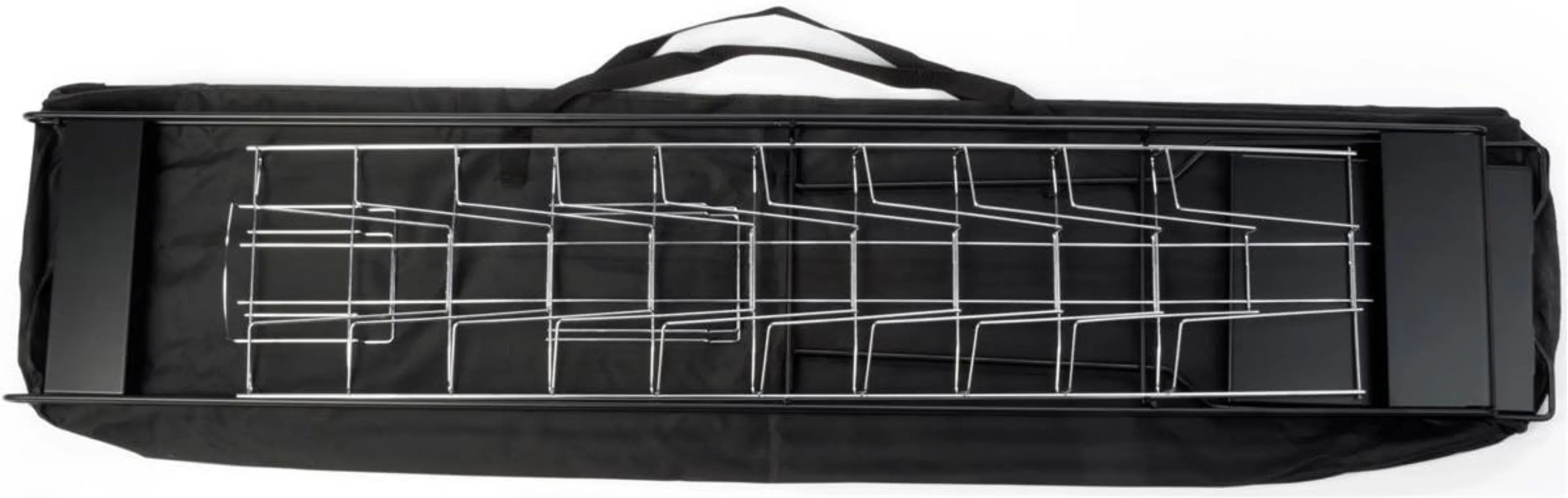 Portable Magazine Rack with 10 Pockets, Carry Bag Included,Floor-Standing Literature Display with Tiered Design,Steel 3