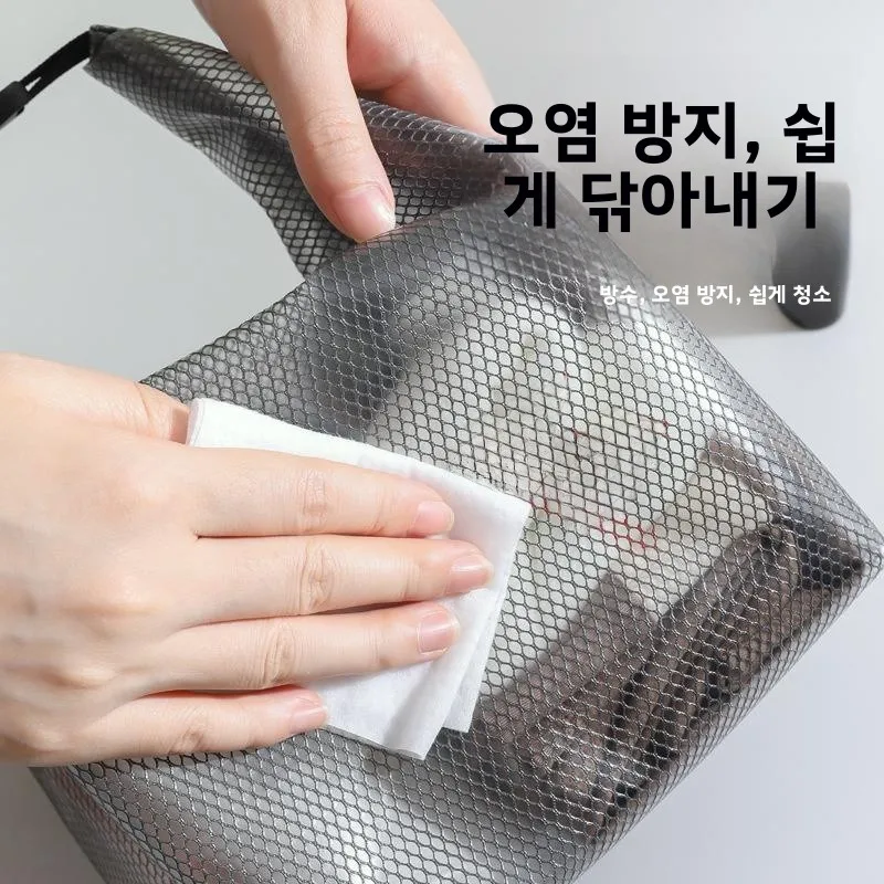 대용량 휴대용 야외 비치백 수납 파우치 핸드헬드 메쉬 가방 여름 귀여운 방수 라이트 라이딩 네트 백