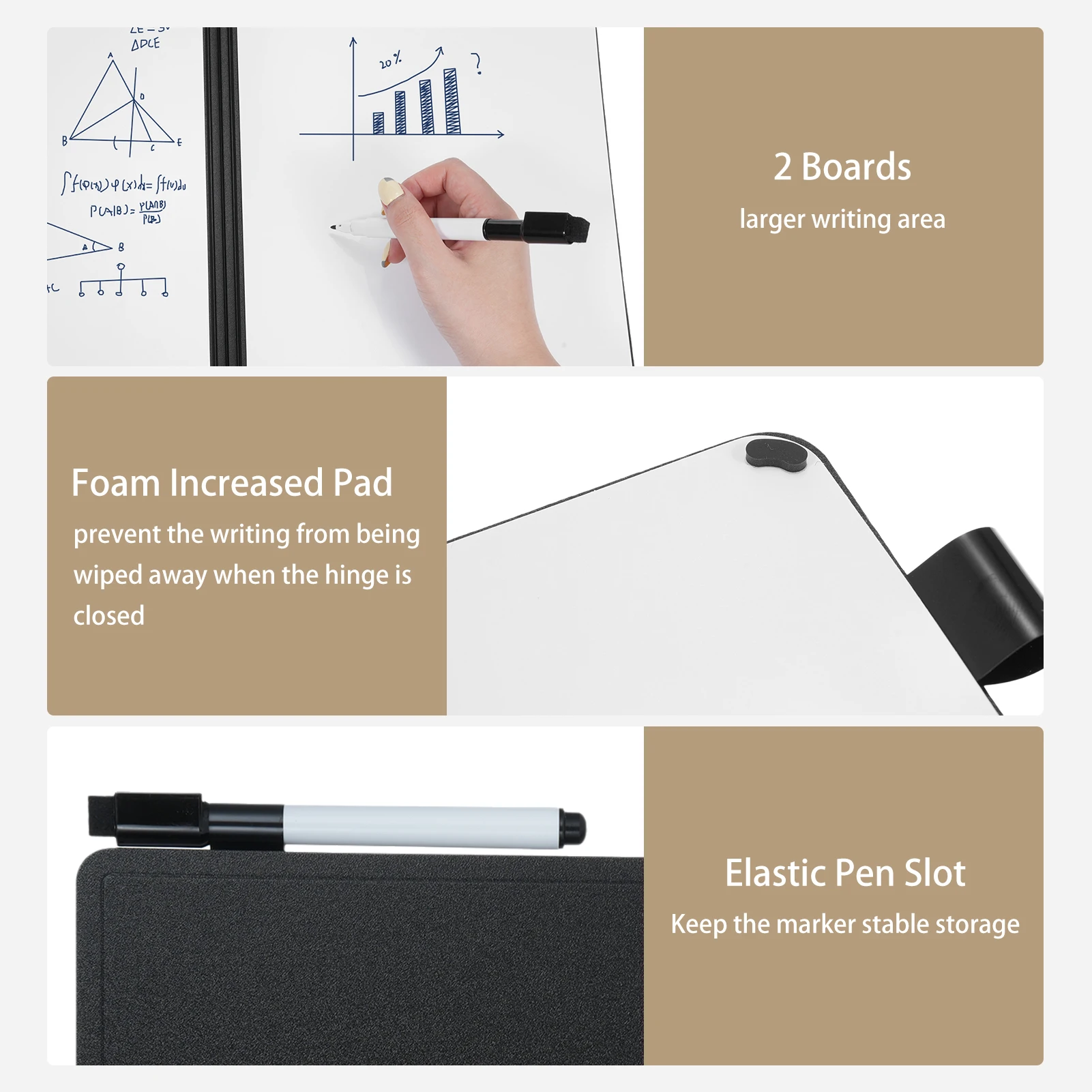 A4 Double Sided Dry Erase Boards Whiteboard Portable Writing Board with Marker & Foam Eraser For Students Home School