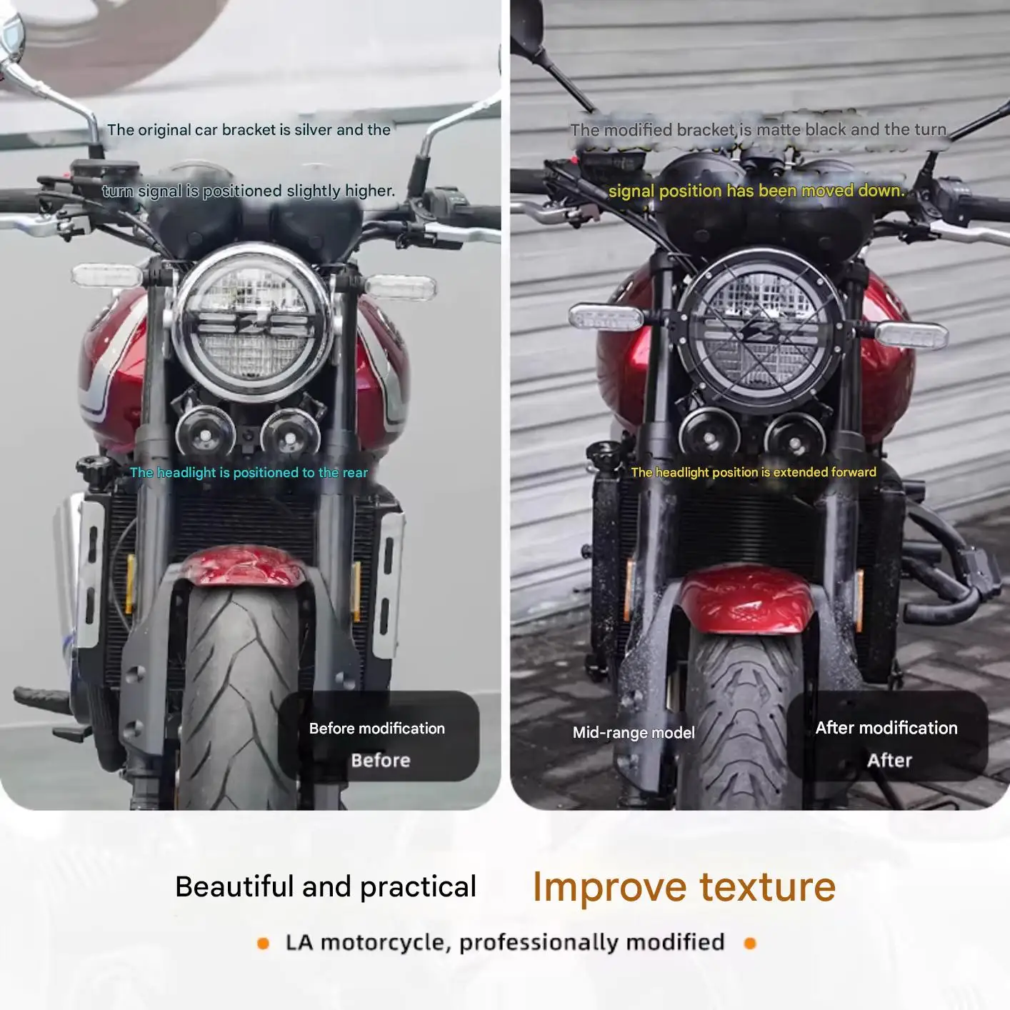 ZXMOTO 500F 헤드라이트 전방 재배치 브래킷 방향 지시등 하단 마운트 고강도 녹 방지 광택 마감