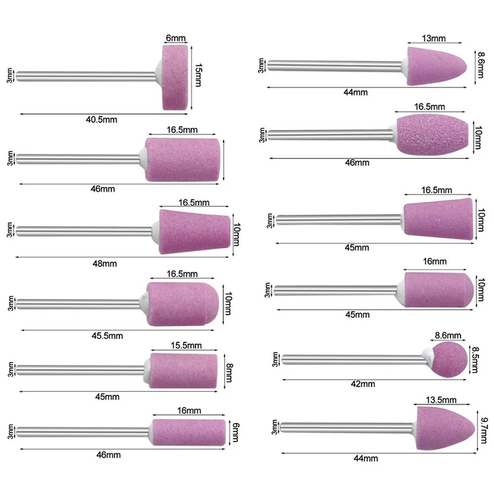 

12pcs Abrasive Mounted Stone For Rotary Tools Grinding Wheel Head Accessories For Polishing Trimming Aluminum Copper Jadeite