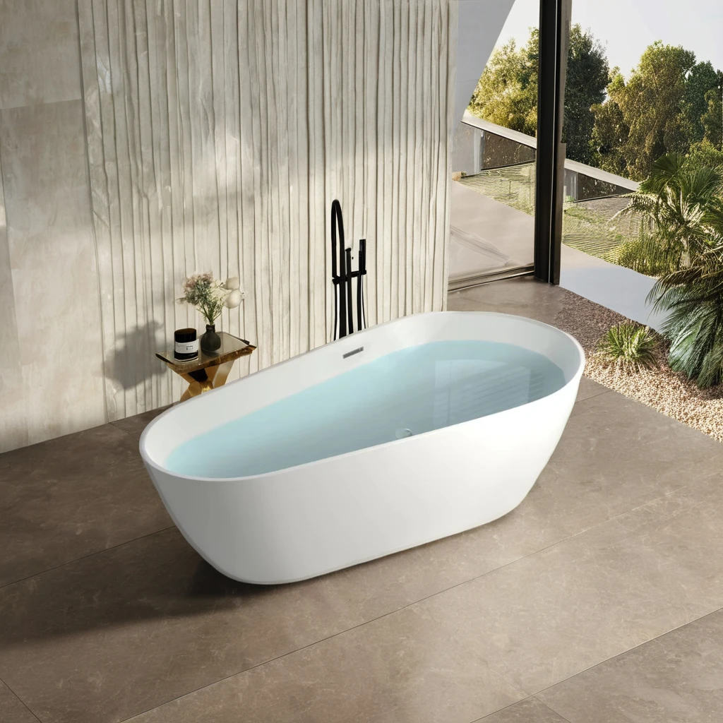 Hotel Project Bathtub Wholesale Indoor White Acrylic Freestanding Backyard Most Comfortable Minimalist Hot Tub With Overflow 3