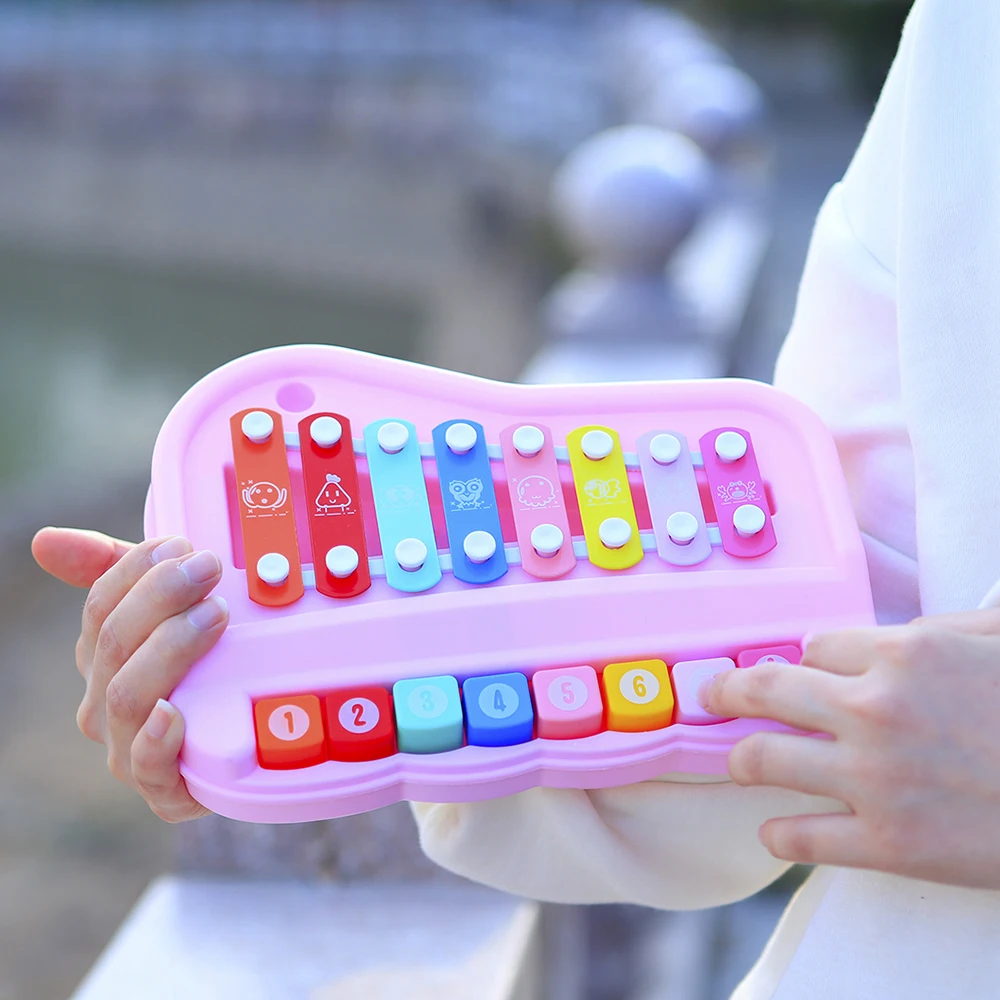 Orff Musical Instruments 8 Tone Hand Knock Xylophone Hand Knock Duet Piano Percussion Instrument Baby Educational Toys Kid Gifts