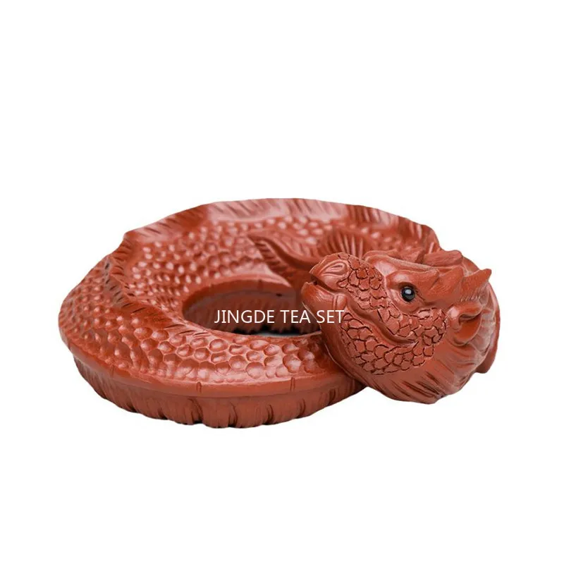 Yixing Purple Clay Tea Pet Boutique Zodiac Dragon Statue Ornaments Handmade Sculpture Tea Figurine Art Chinese Tea Set Decors