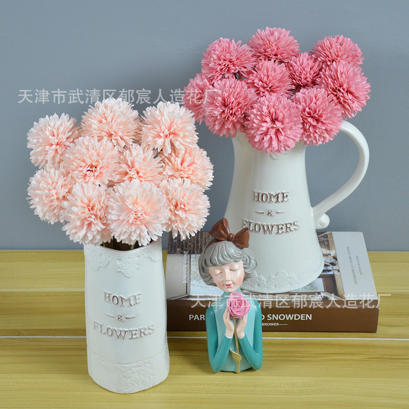 1Branch Silk Dandelion Flower Ball Fake Flowers DIY Home Wedding Decoration Artificial Flower Bouquet Valentine's Day Gifts