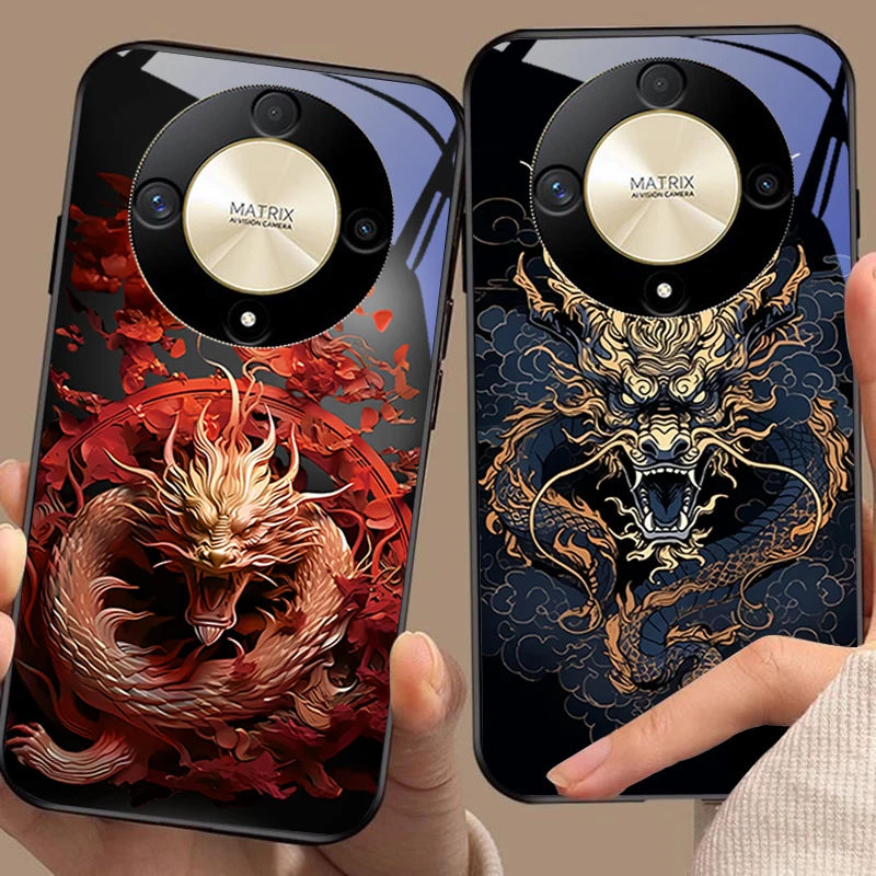 Chinese Wind Dragon Tempered Glass Phone Case