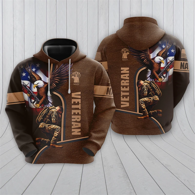thumbnail image 1 of Sudaderas con gráficos de veteranos de EE. UU. Sudadera con capucha con estampado 3D de soldados estadounidenses para hombres Ropa con bandera de EE. UU. Animal Águila Chándal Tops casuales para niños, 1 of 5
