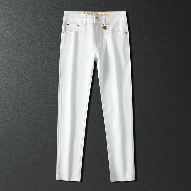 Jeans Men's Summer Thin Stretch Slim-Fitting, Fashion and All-Matching Men's Fashion Wear Simple Solid Color Long Pants