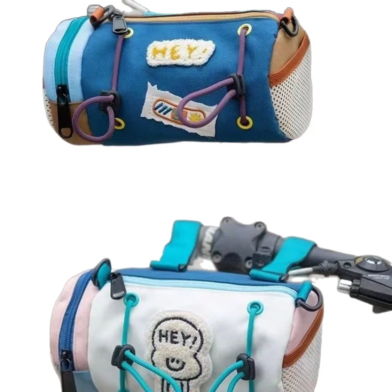 1pc New Cross-style Bicycle Backpack Cute Girl Shoulder Strap Handlebar Large Capacity Storage Bag for Outdoor Use