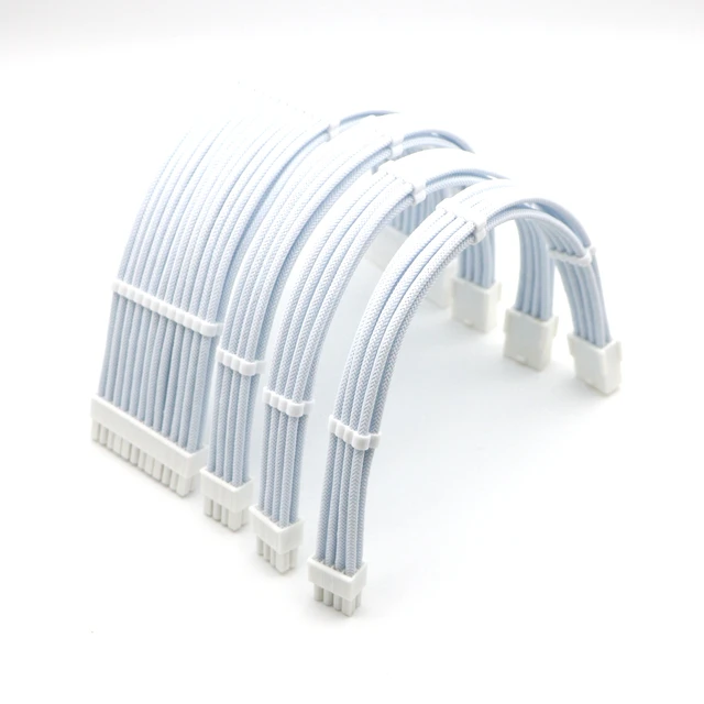 ชุดสายต่อขยายพื้นฐาน-ชุดสายต่อขยาย180-แขนสีขาวทั้งตัวและ24พิน /cpu, 8Pin ต่อขยาย GPU 8พิน/6Pin 1