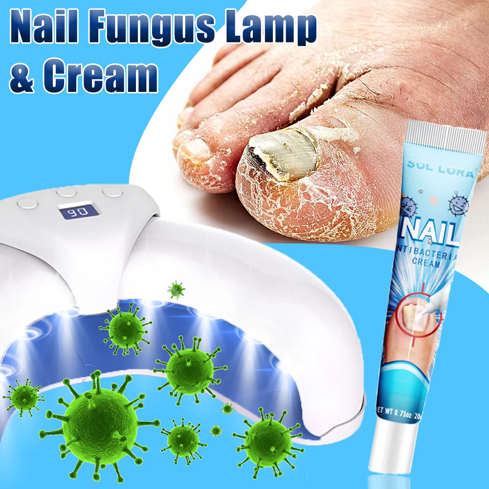 Corded Nail Fungal Lamp Treatment Device Repair Toenail Fingernail Fungus Treat Onychomycosis Laser Nails With Toe Care Cream
