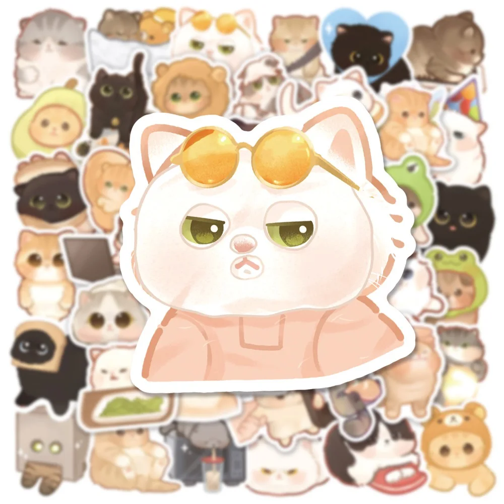 50/100pcs 귀여운 고양이 스티커 노트북 고정 스크랩북 노트북 전화 기타 Kawaii 동물 데칼 어린이 DIY 장난감