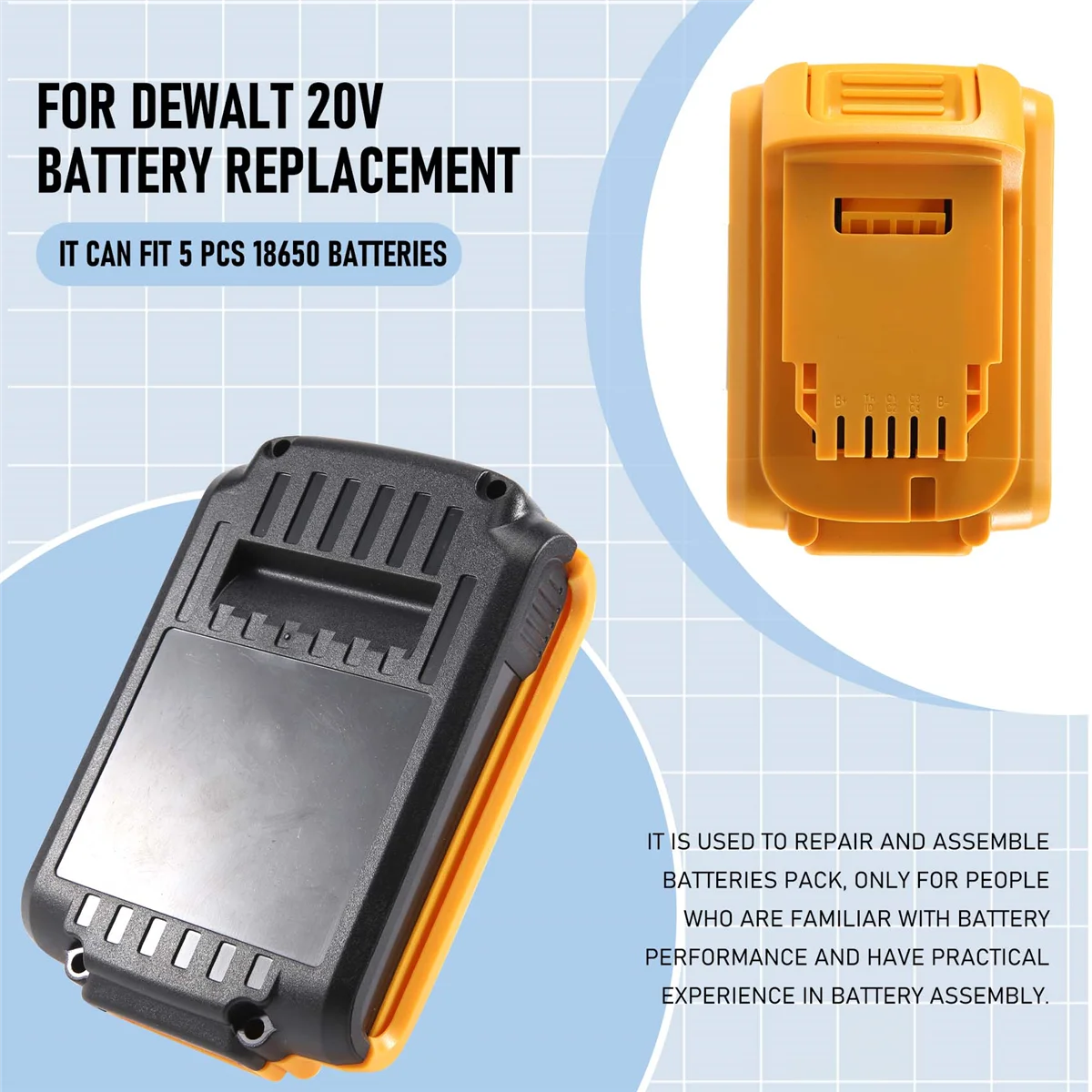 Boîtier en plastique de remplacement de batterie pour DeWalt, couvercle de batterie, 20V, DCB201,DCB203,DCB204,DCB200, 18V, pièces pour 3A, 4A, 5A