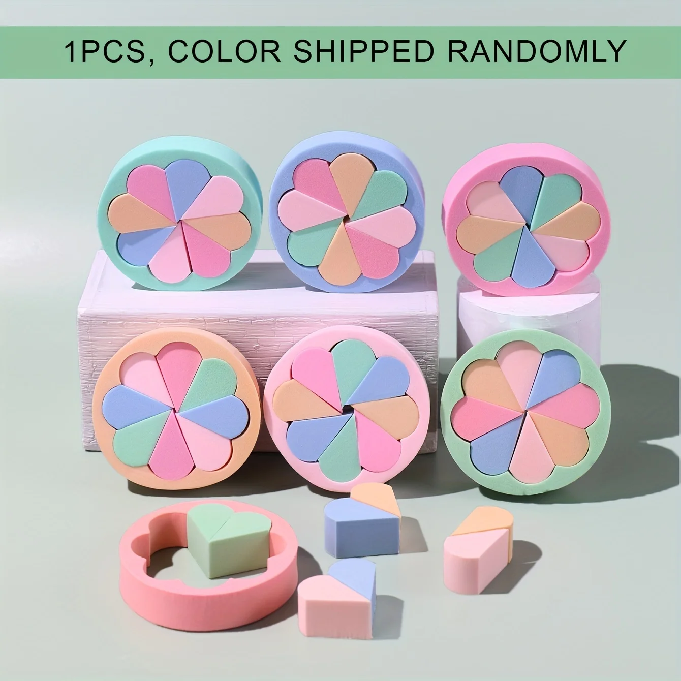 1pc Multicolor Circular Patchwork Makeup Sponge - Non-Absorbent for Foundation/Concealer, Perfect for Liquid/Cream Cosmetics