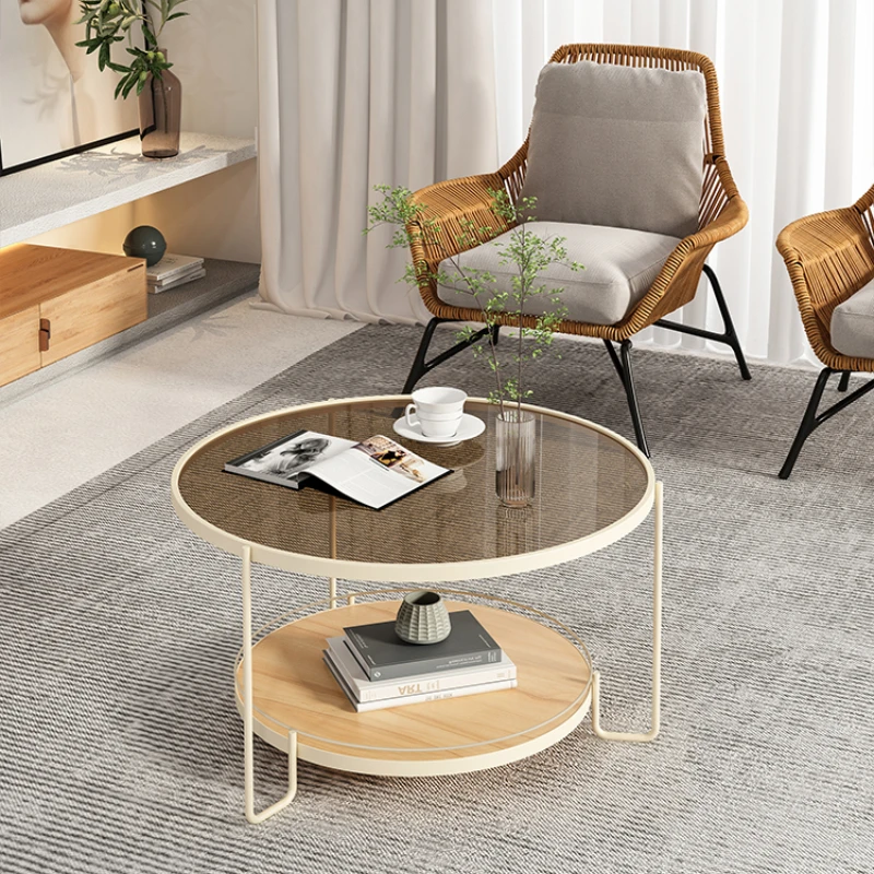 

Nordic Luxury Changhong Tempered Glass Living Room Coffee Table Simple Minimalist Double-layer Sofa Side Table Home Furniture