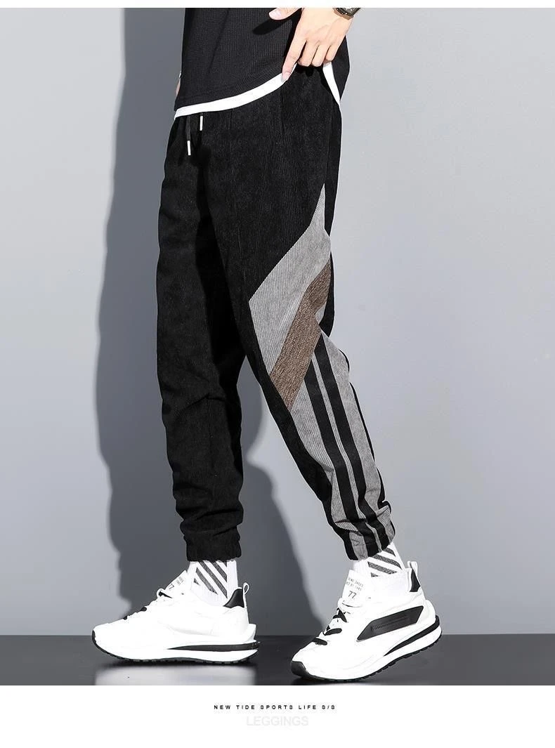 The new Korean version of the spring 2022 trend, nine minute trousers, men's loose-fitting campaign, popular logo casual trouser combat trousers