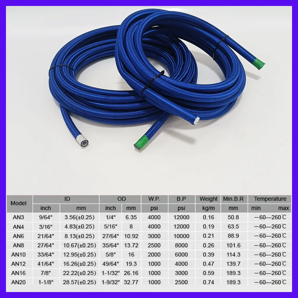 8 AN8 PTFEAN8_KIT_DA Accesorios Giratorios Y Manguera De Acero Inoxidable De 20 Pies