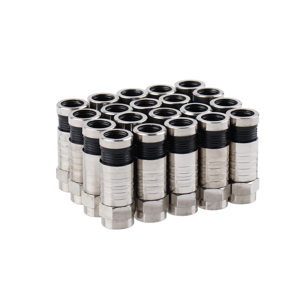 RG6 Compression Connectors Waterproof Connection F Compression Connector Coax Cable 10pcs 20pcs