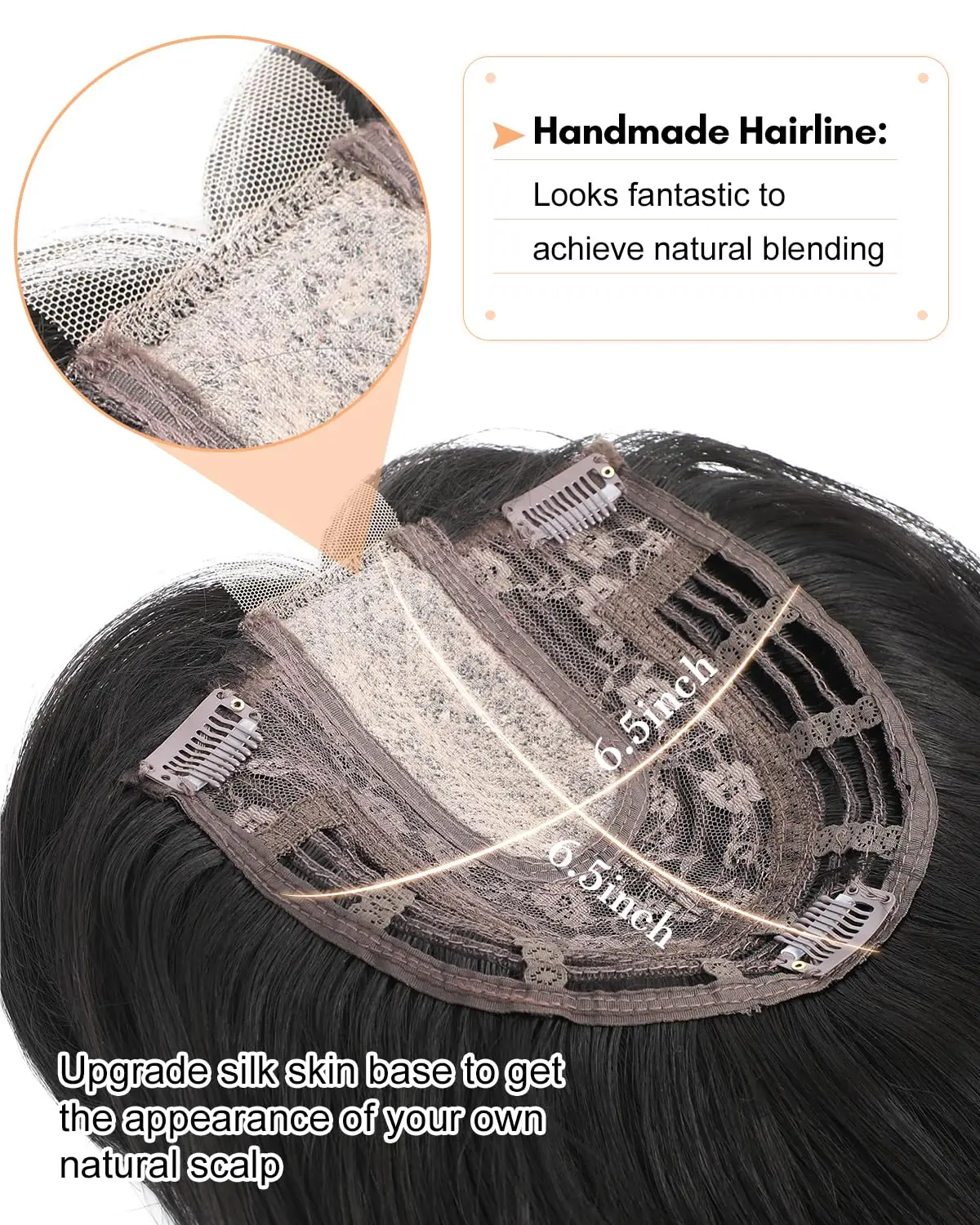 Synthetic Hair Extensions Clip In Topper For Women With Bangs