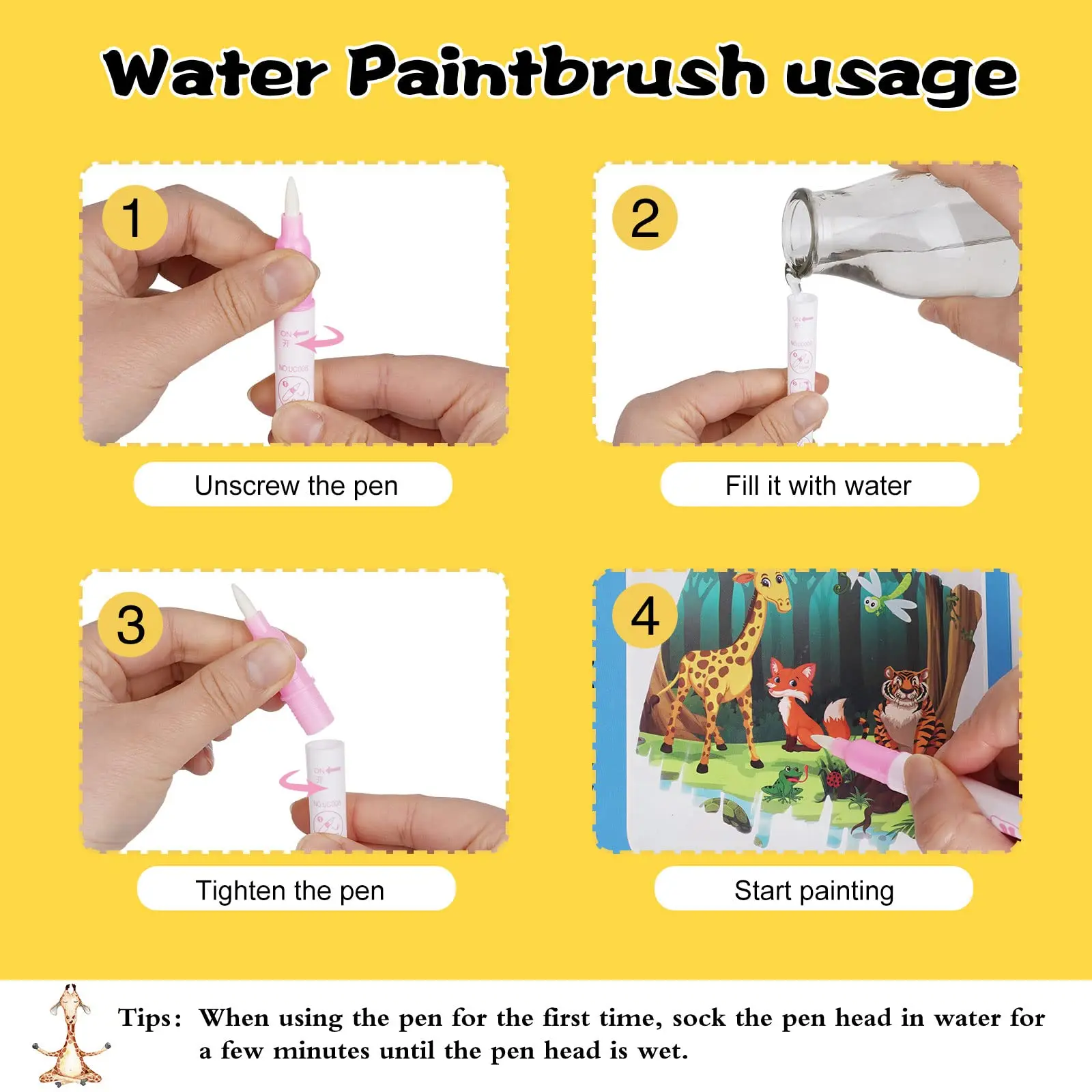 Reusable Book Water Painting Book Early Education Drawing Toys Gifts For Kid's Birthdays, Halloween, Christmas, and Easter 3