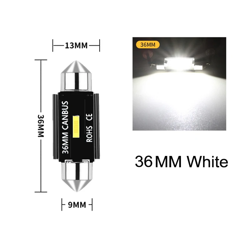 100pcs C5W C10W LED Bulb 1860 1SMD Festoon-31MM 36MM 39MM 41MM Canbus No  Error For Car License Plate Light Dome Reading Lamp 12V