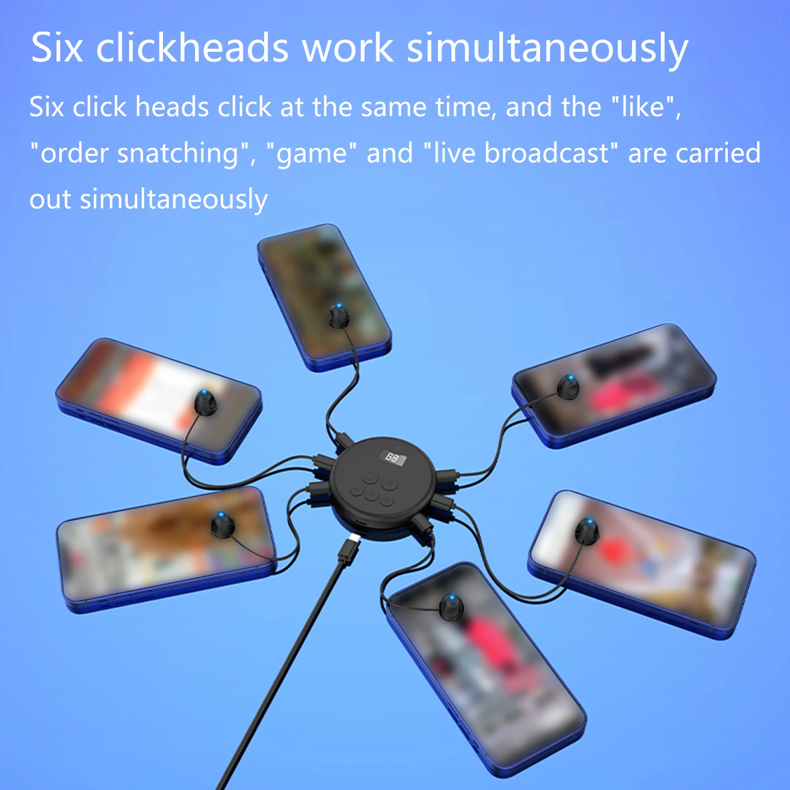 Auto-clicker Pour Téléphone – Appareil De Clic Automatique Sans Fil – Vitesse Réglable 1-99/sec – USB-C