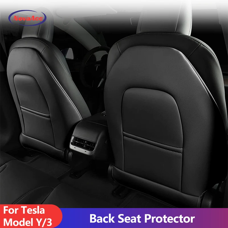 Car Seat Protector For Tesla Model 3 Y Leather Seat Back Kick Mats