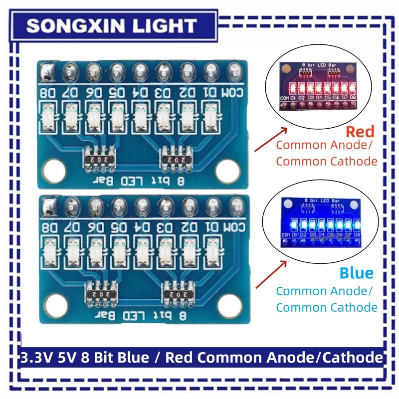 3-24V-8-Bit-Blue-Red-Common-anode-cathode-LED-indicator-Module ...