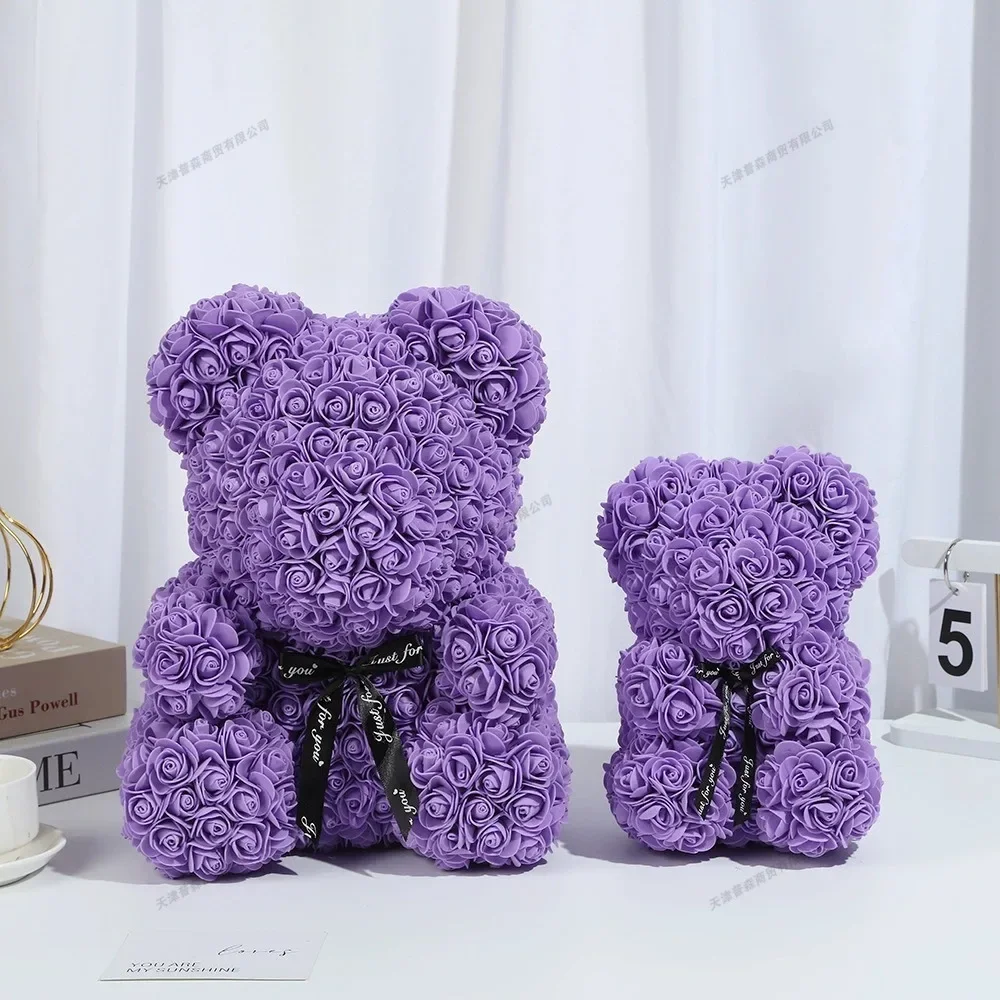 25cm/40cm Eternal Flower Teddy Rose Bear Artificial Flowers Wedding Anniversary Valentine's Day Birthday Party Gifts Home Decor