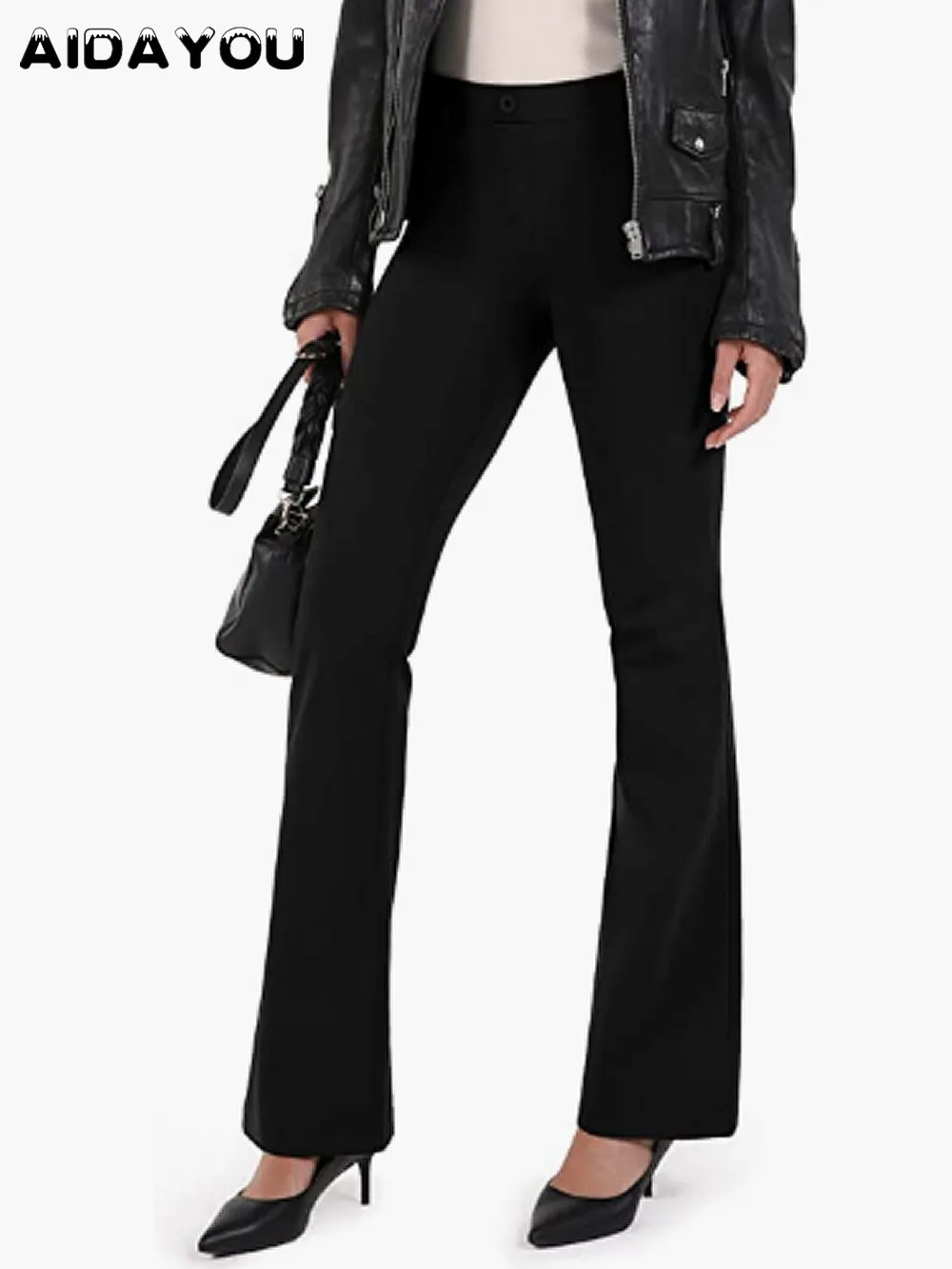 Women Flare Pants Dress With Pockets Stretch Pencil Bootcut Bell