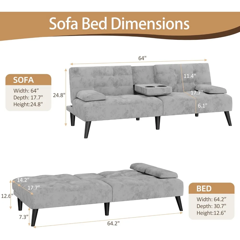 Modern Convertible Futon Sofa Bed 2