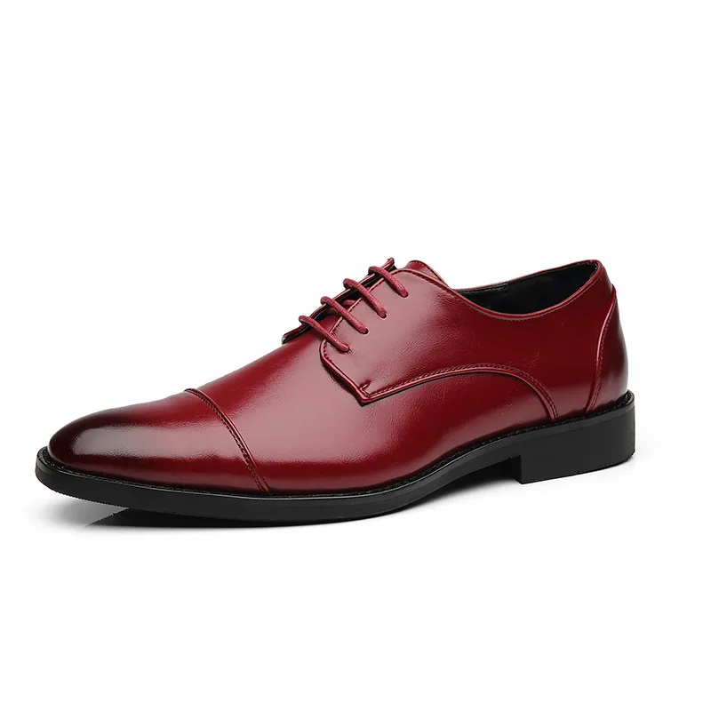 Classic Man Retro Derby Leather Shoes Lace Up Mens Business Dress Office Shoe Fashion Wedding Party Suit Oxfords British Style