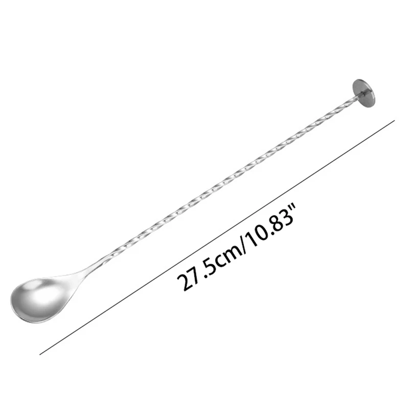 Stainless Steel Cocktail Bar Spiral Pattern Drink Shaker Muddler Mixing Spoon