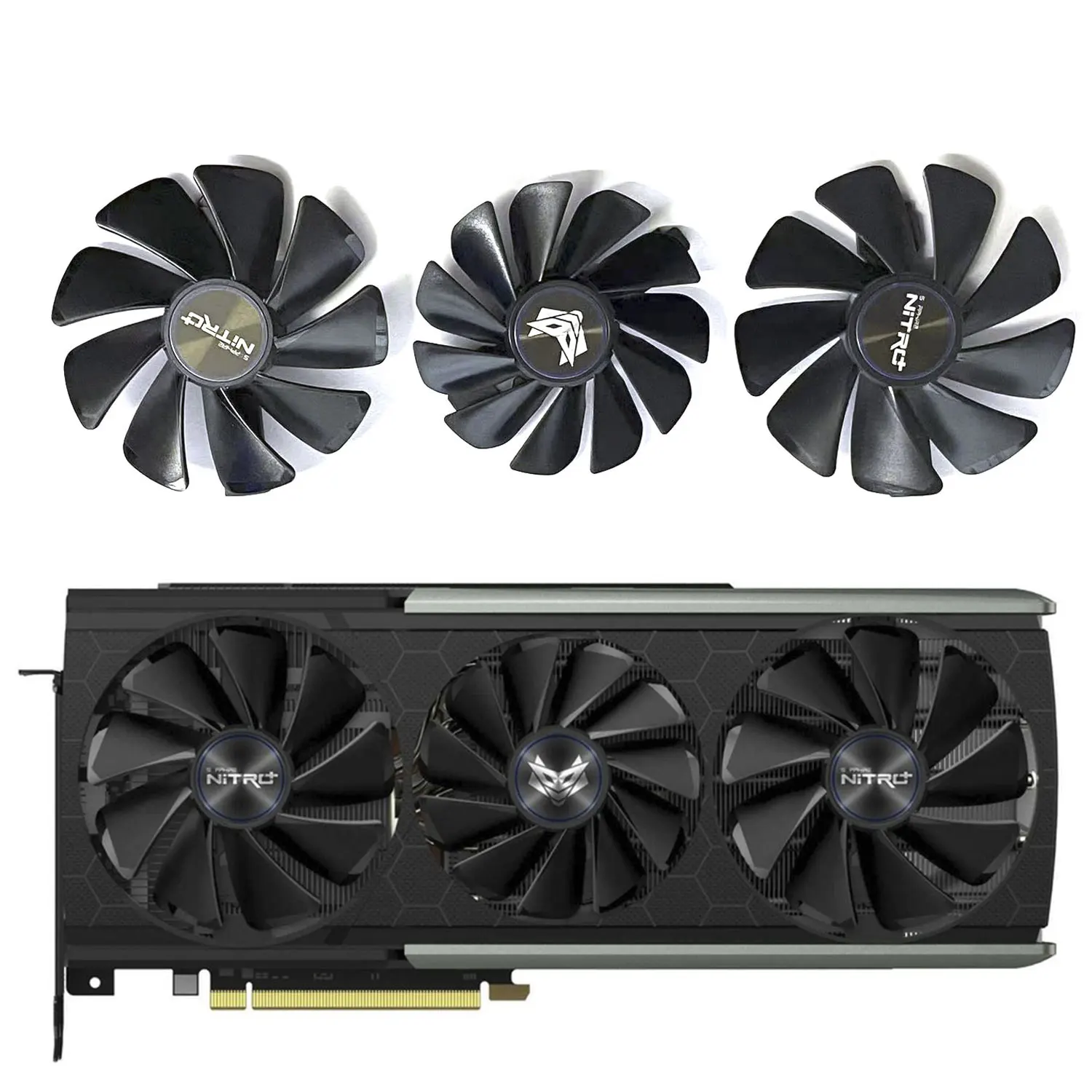 Охлаждающий вентилятор для видеокарты Sapphire RX5700 XT PRO OC NITRO +, 95 мм graphics card cooling accessories 7pin 12v 3pcs fdc10u12s9 c rx5700 gpu fan for asus rx5700 rx5700 xt rog strix rtx2080ti 8gb