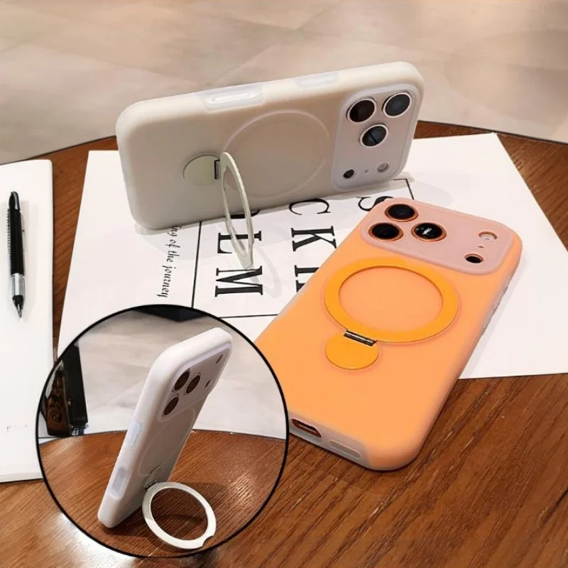 Magnetic Jelly Soft Silicone Phone Case with Ring Stand and Shockproof Bumper Cover