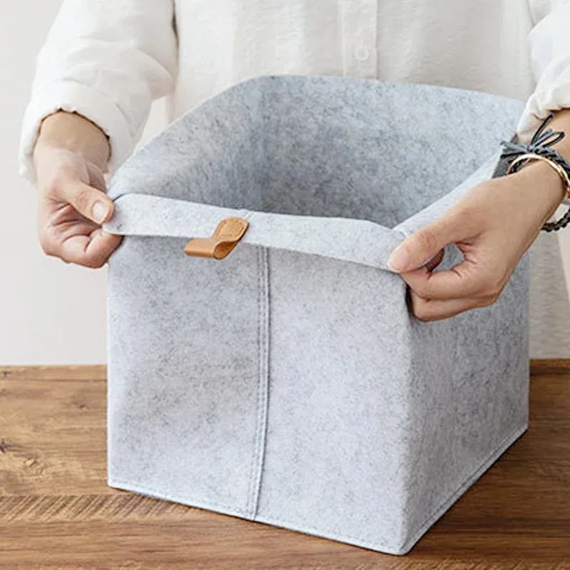 Scatola portaoggetti in feltro di grande capacità per vestiti, bagno, lavanderia, giocattoli, articoli vari per ufficio, dormitorio, biancheria intima, organizer241 - immagine 4
