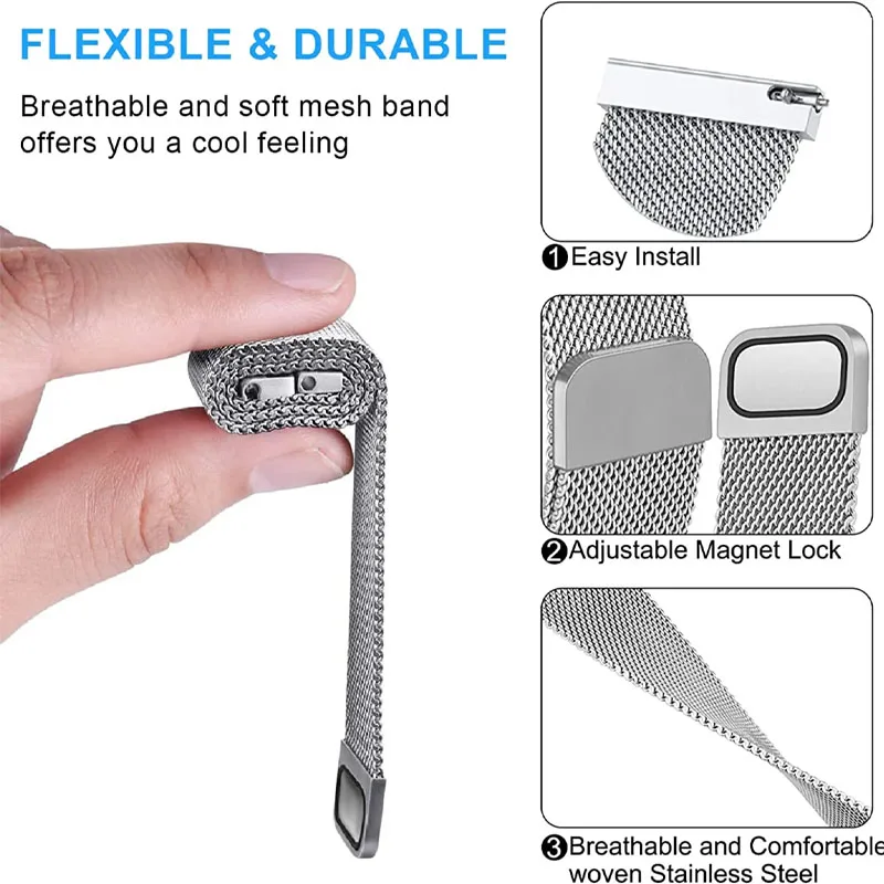 Elegant Magnetic Milanese Metal Strap - 20/22mm Bracelet Band Accessory