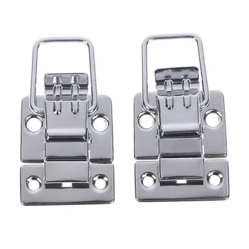 2 ชิ้นสแตนเลสสตีล Chrome Toggle Latch สําหรับหน้าอกกล่องกระเป๋าเดินทางเครื่องมือ Clasp ตู้ข้อต่อล็อคเข็มขัด Hasp Buckle ฮาร์ดแวร์ 1
