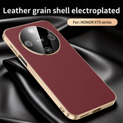 Luxury Plated Leather Texture Shockproof Phone Case with Camera Lens Protection for HONOR Magic8 Lite (Red)