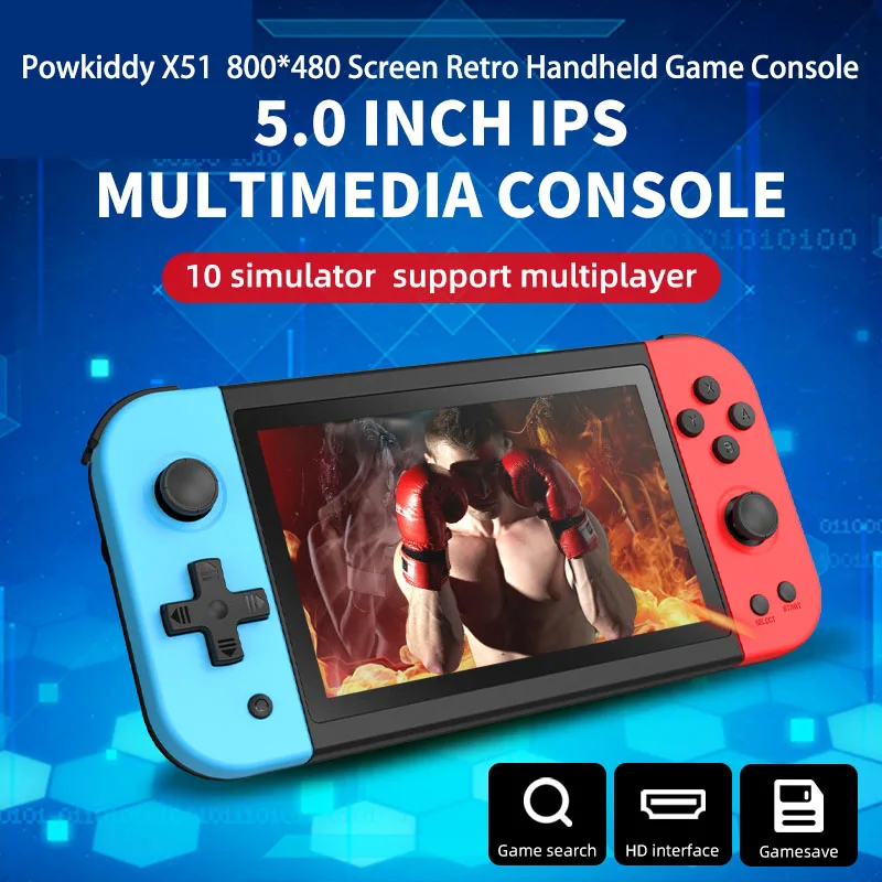 

Игровая консоль Powkiddy X51, 5,0 дюйма, IPS, 800*480