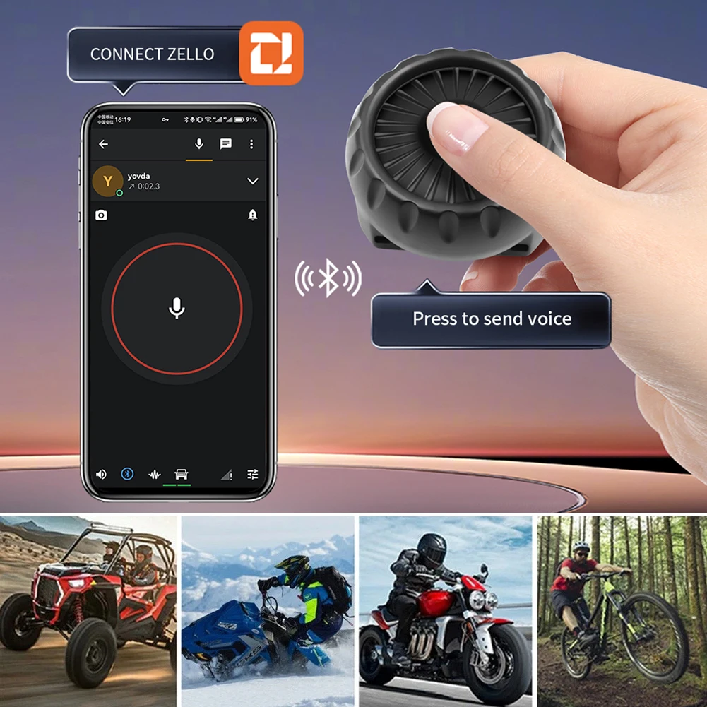 Bouton de commande Walperforé Talkie pour moto et vélo, sans fil, compatible Bluetooth, bouton PTT, Push To Talk, Zello, iOS, Android, matin