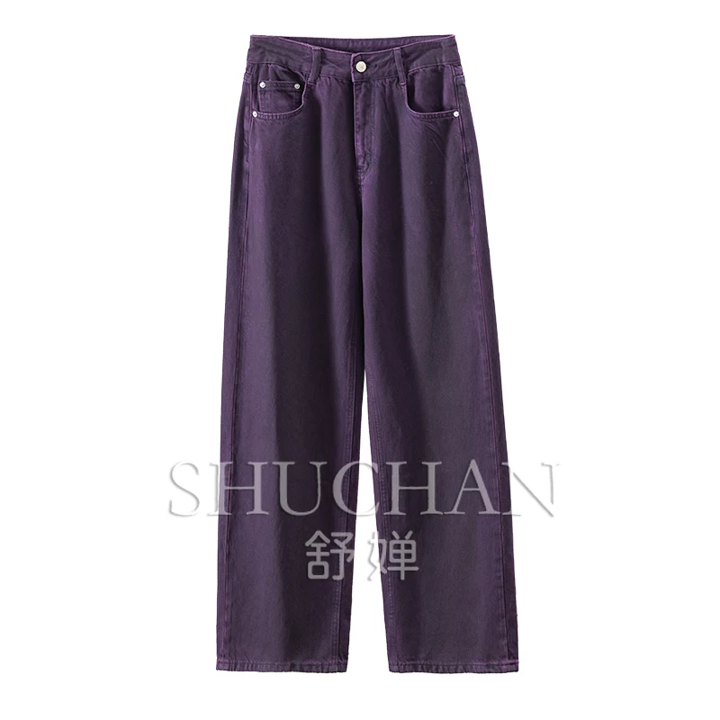New 98% Cotton Streetwear Women  Pantalon Pour Femme  Wide Leg Pants Women  Full Length  High Street  Zipper Fly