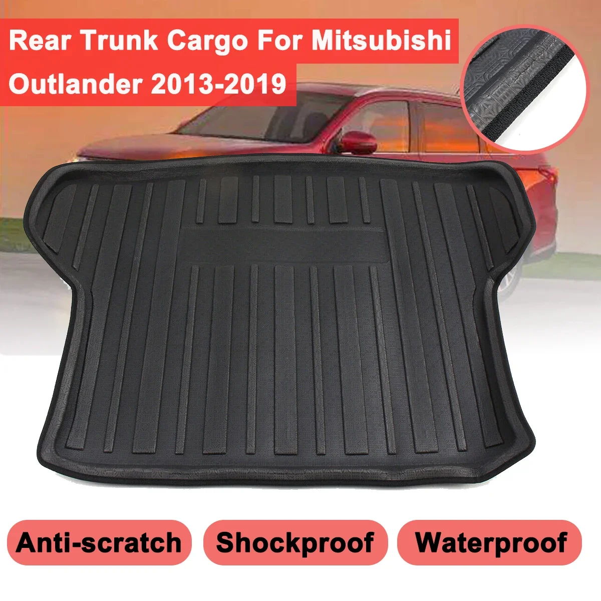 

Для Mitsubishi Outlander 2013-2019, задний багажник, грузовой напольный коврик, подкладка для груза, водонепроницаемая, с защитой от занос, удар, буферная производительность
