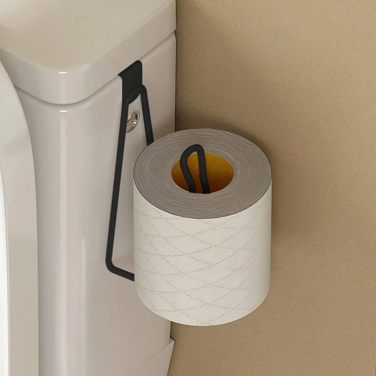 Toilet Paper Holder - Easy Install Wall Mount Bathroom Tissue Roll Hanger with Painted Finish Space Saving No-Drill Design